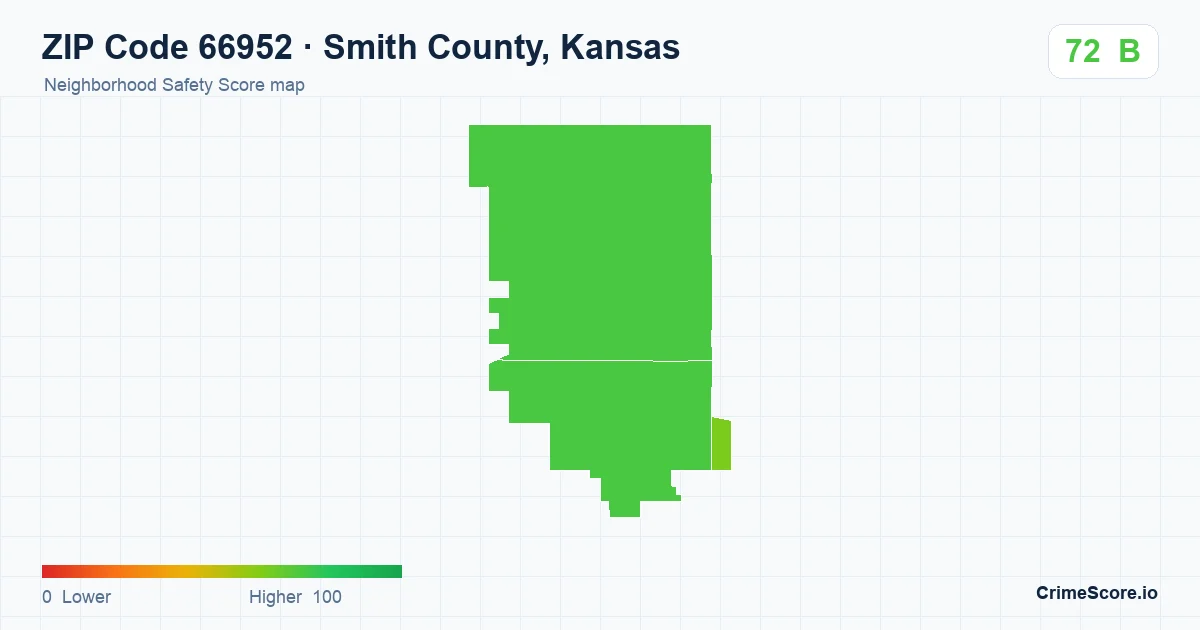 ZIP Code 66952 in Smith County, Kansas neighborhood Safety Score map