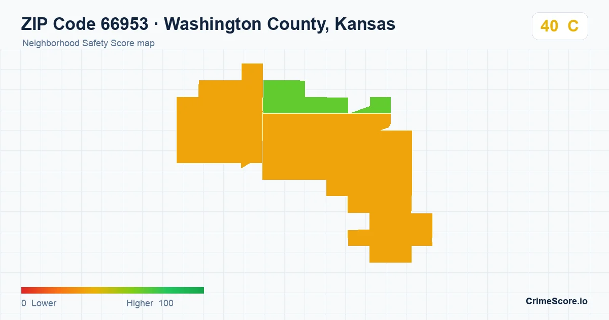 ZIP Code 66953 in Washington County, Kansas neighborhood Safety Score map