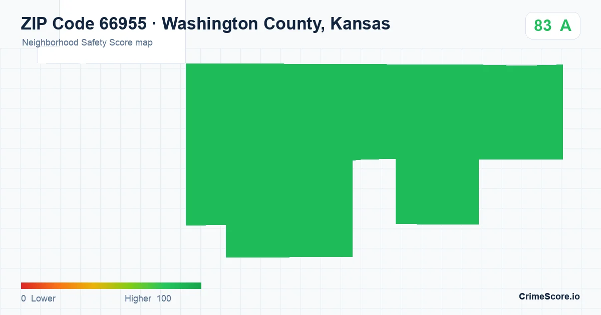ZIP Code 66955 in Washington County, Kansas neighborhood Safety Score map