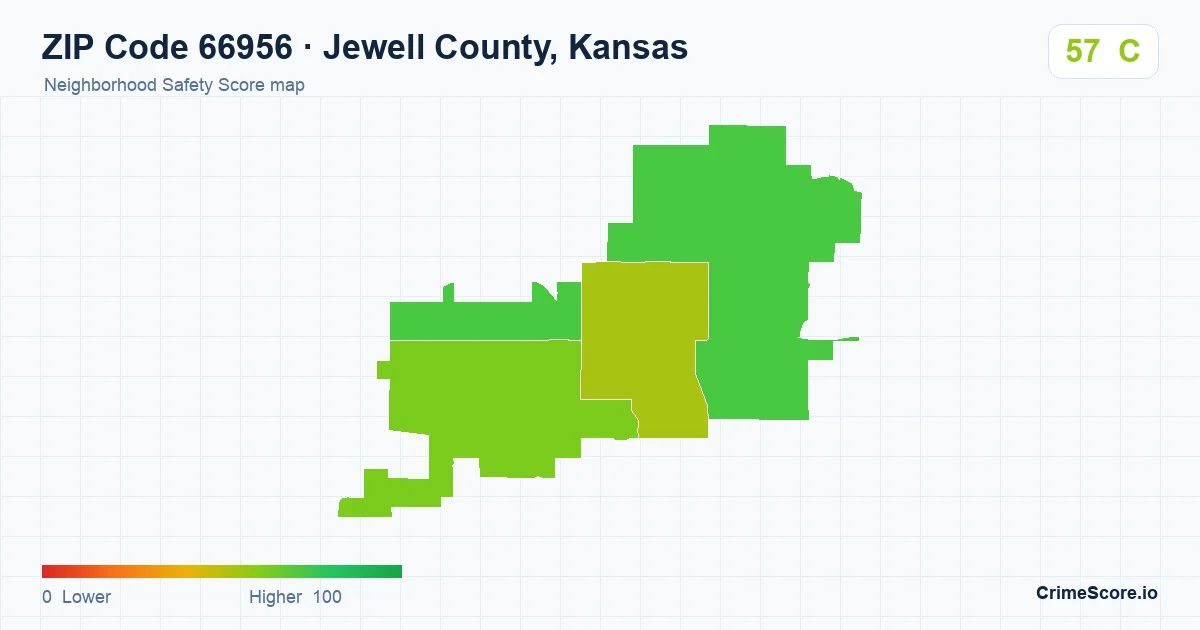 ZIP Code 66956 in Jewell County, Kansas neighborhood Safety Score map