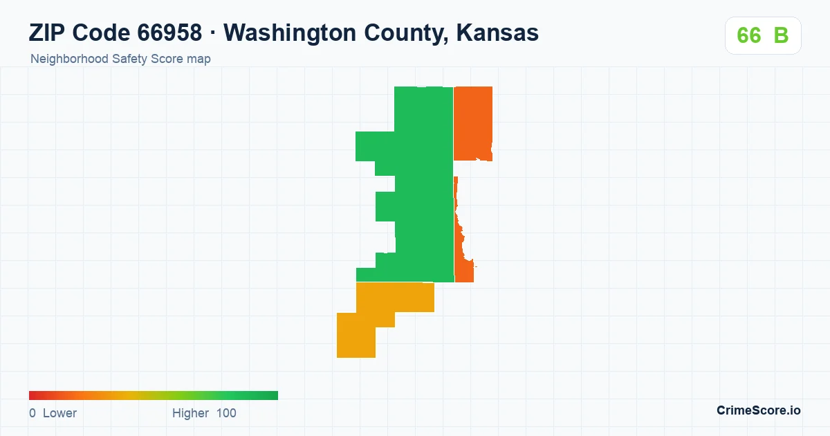 ZIP Code 66958 in Washington County, Kansas neighborhood Safety Score map