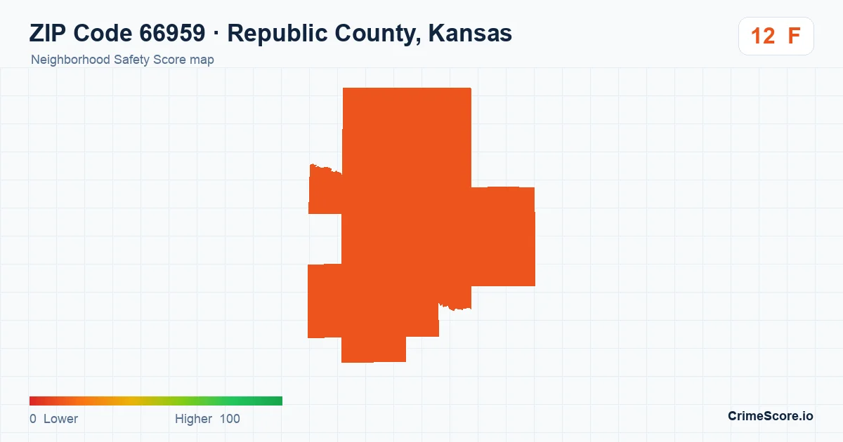 ZIP Code 66959 in Republic County, Kansas neighborhood Safety Score map