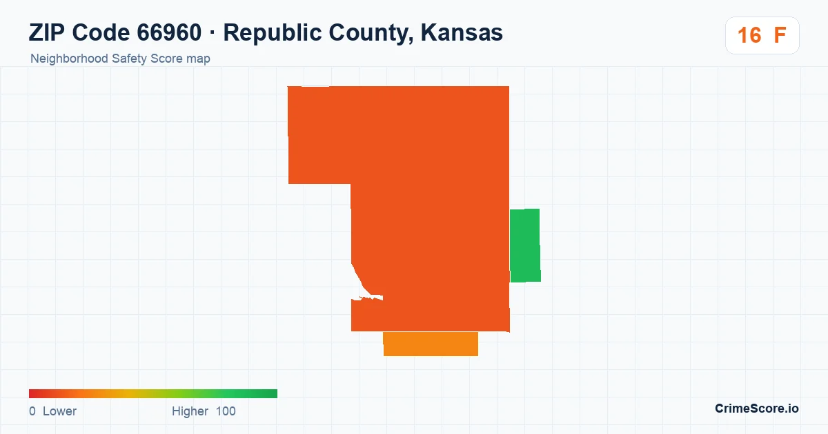 ZIP Code 66960 in Republic County, Kansas neighborhood Safety Score map