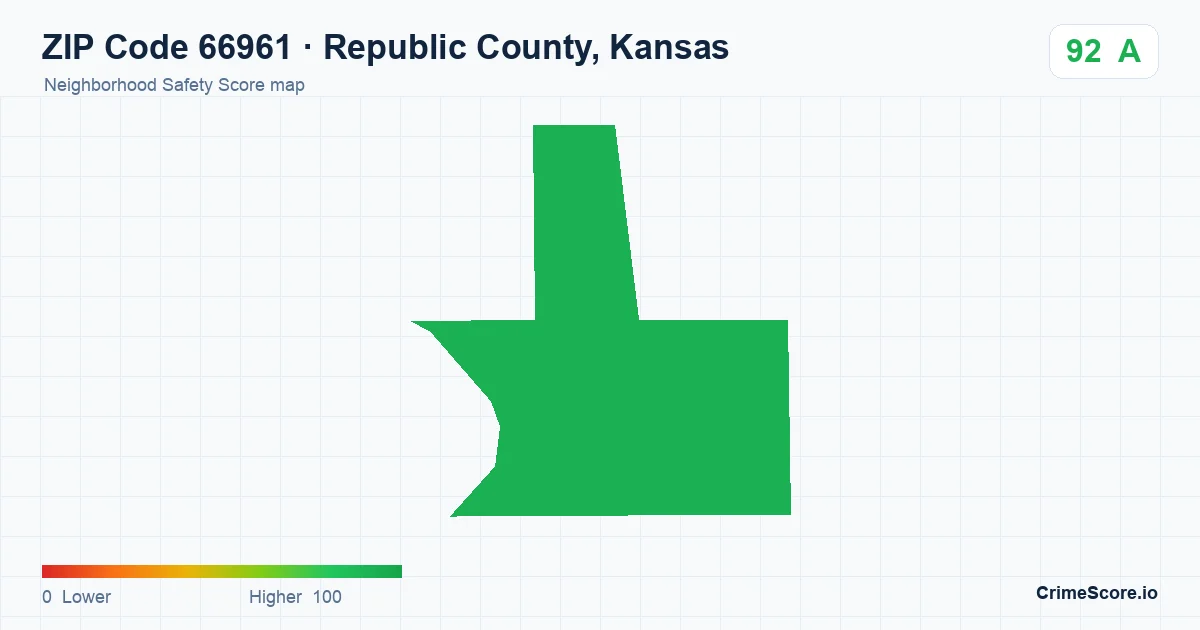 ZIP Code 66961 in Republic County, Kansas neighborhood Safety Score map