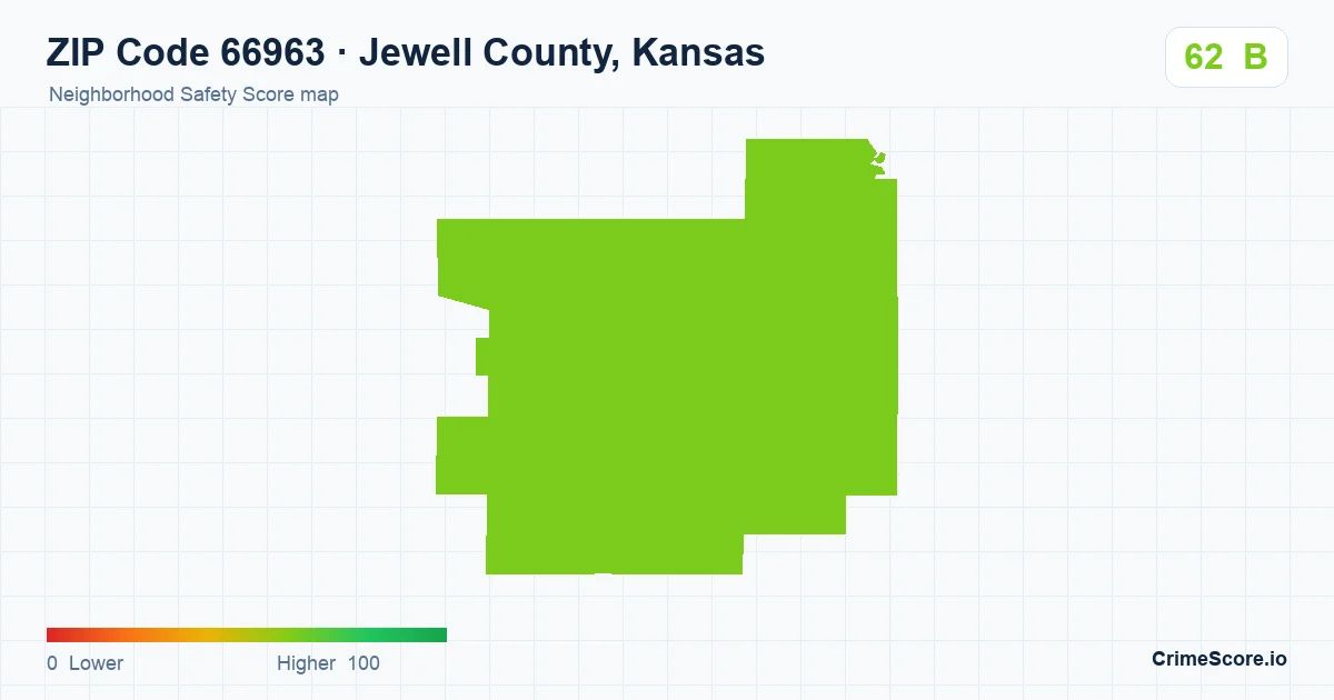 ZIP Code 66963 in Jewell County, Kansas neighborhood Safety Score map