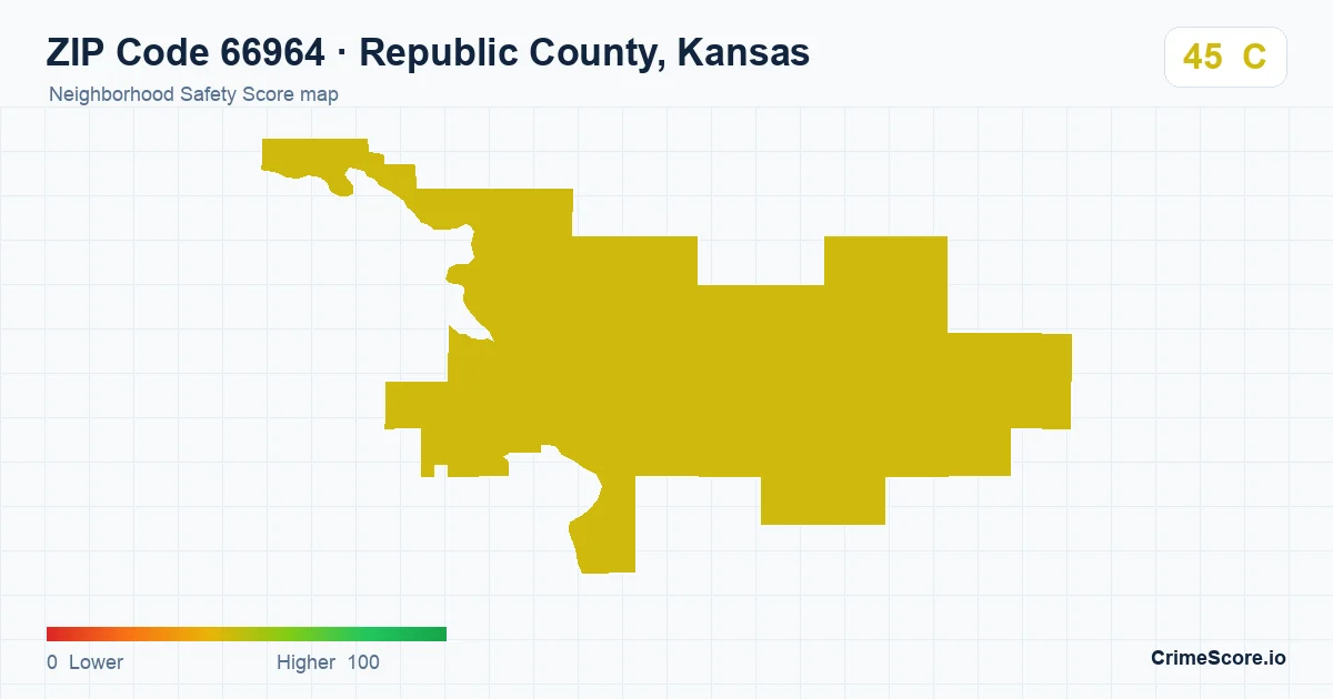 ZIP Code 66964 in Republic County, Kansas neighborhood Safety Score map