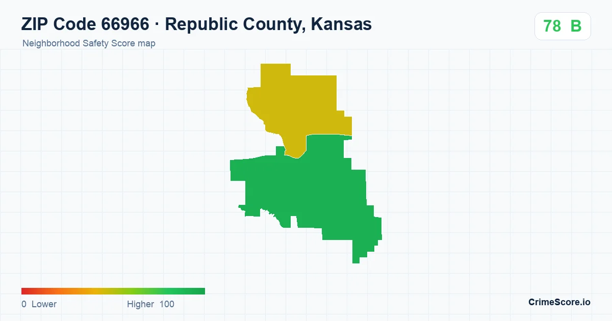ZIP Code 66966 in Republic County, Kansas neighborhood Safety Score map