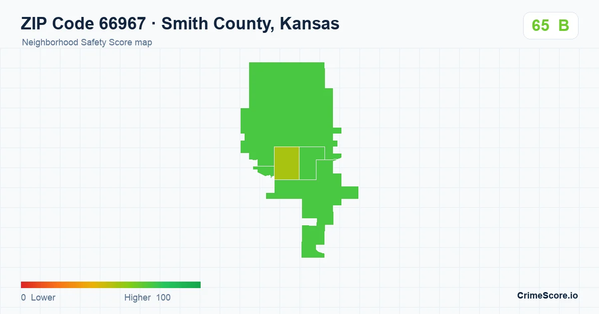ZIP Code 66967 in Smith County, Kansas neighborhood Safety Score map