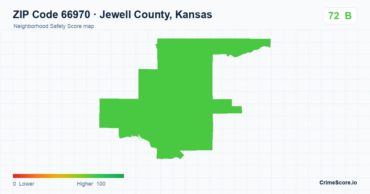 ZIP Code 66970 in Jewell County, Kansas neighborhood Safety Score map