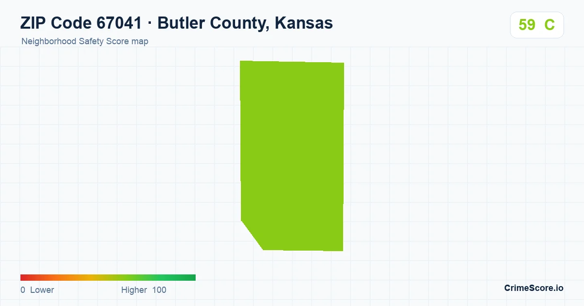 ZIP Code 67041 in Butler County, Kansas neighborhood Safety Score map