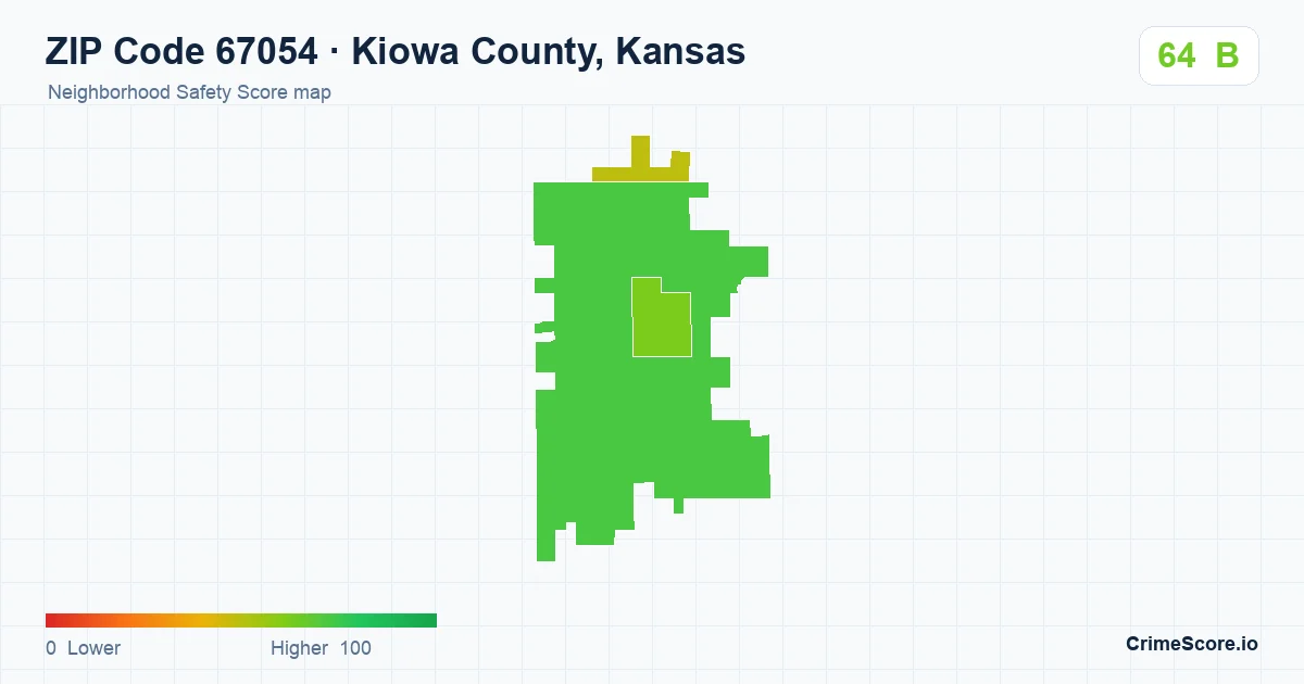 ZIP Code 67054 in Kiowa County, Kansas neighborhood Safety Score map