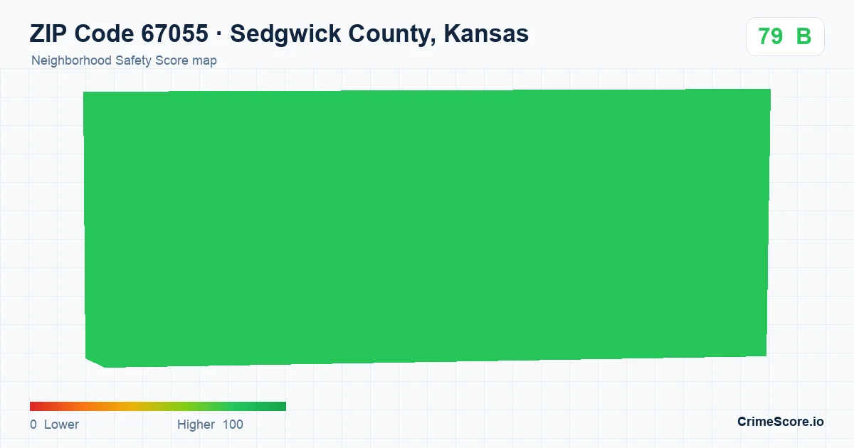 ZIP Code 67055 in Sedgwick County, Kansas neighborhood Safety Score map