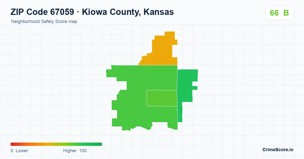 ZIP Code 67059 in Kiowa County, Kansas neighborhood Safety Score map