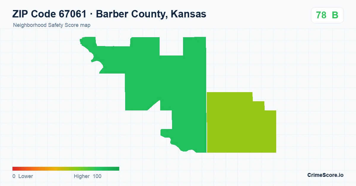 ZIP Code 67061 in Barber County, Kansas neighborhood Safety Score map