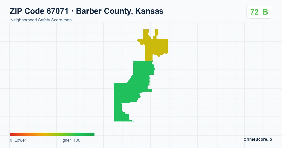 ZIP Code 67071 in Barber County, Kansas neighborhood Safety Score map