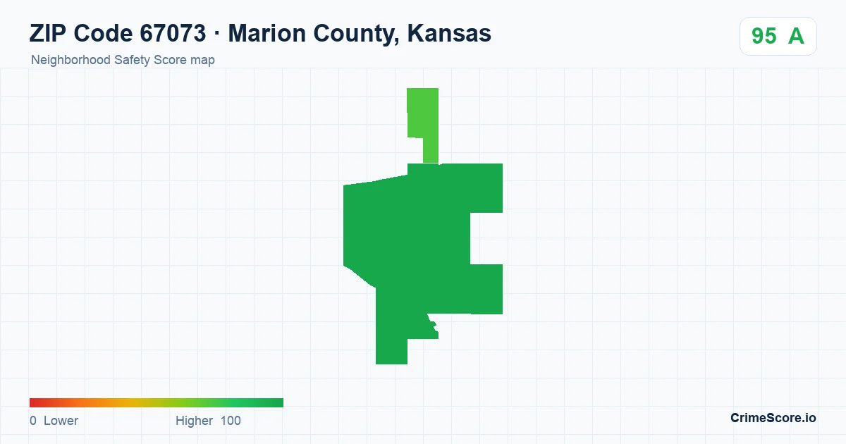 ZIP Code 67073 in Marion County, Kansas neighborhood Safety Score map