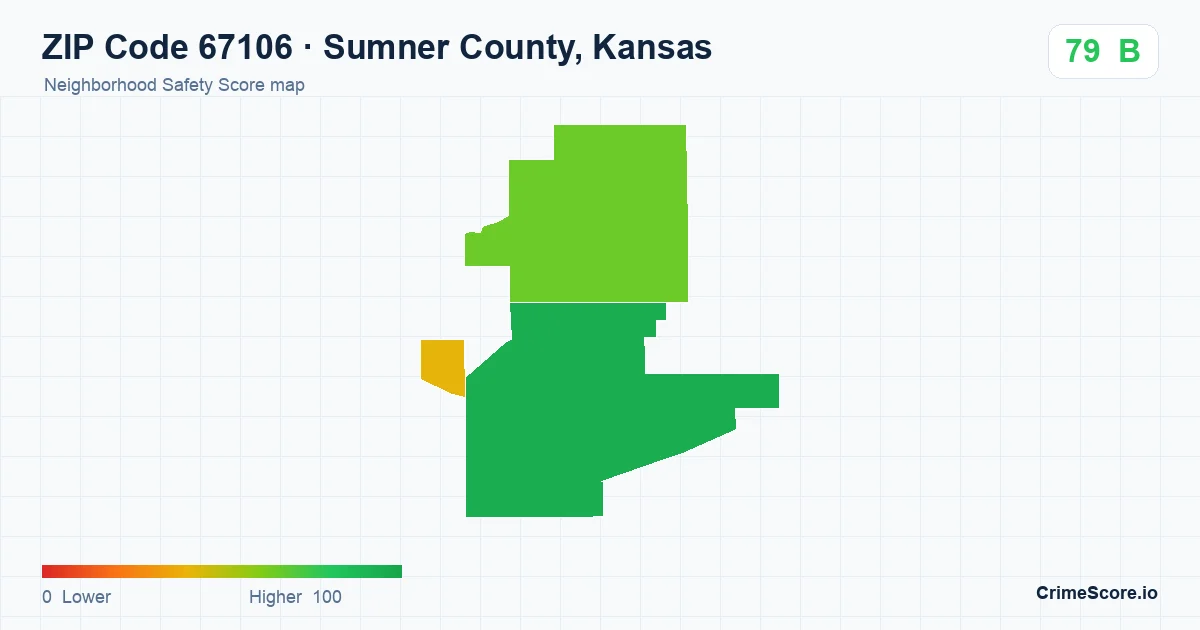 ZIP Code 67106 in Sumner County, Kansas neighborhood Safety Score map