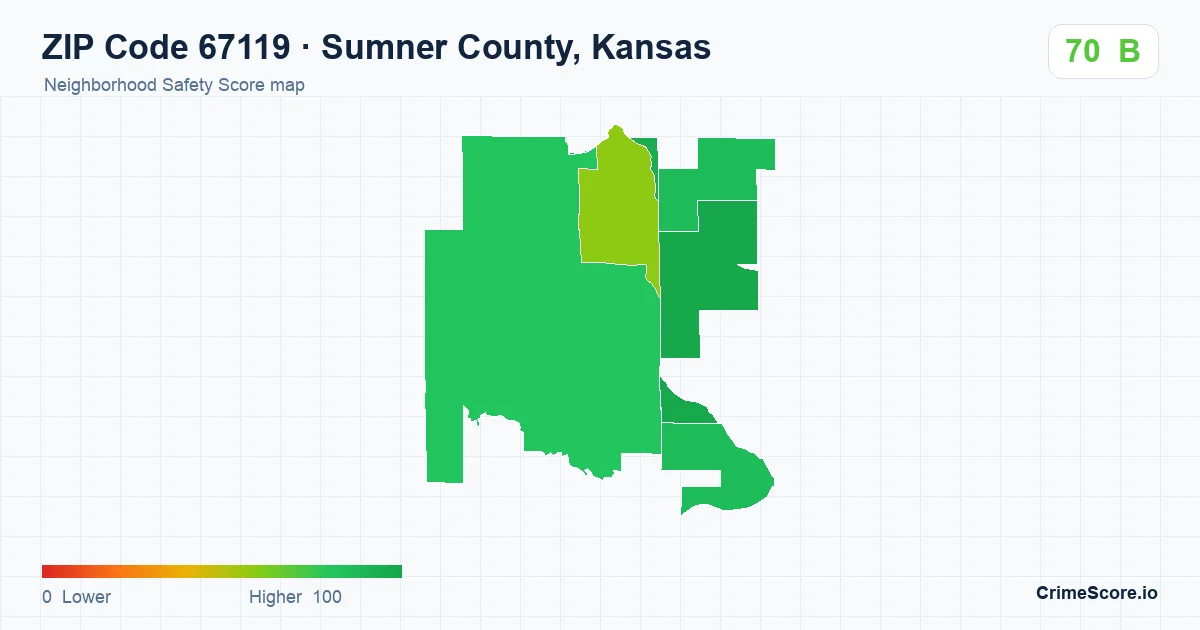 ZIP Code 67119 in Sumner County, Kansas neighborhood Safety Score map
