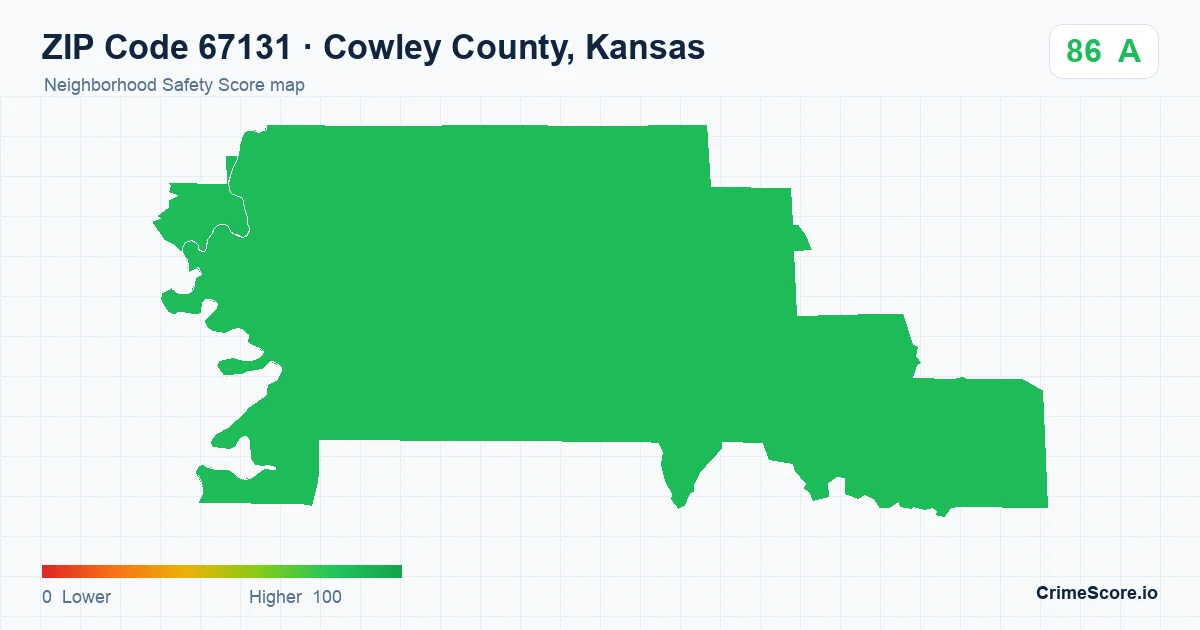 ZIP Code 67131 in Cowley County, Kansas neighborhood Safety Score map