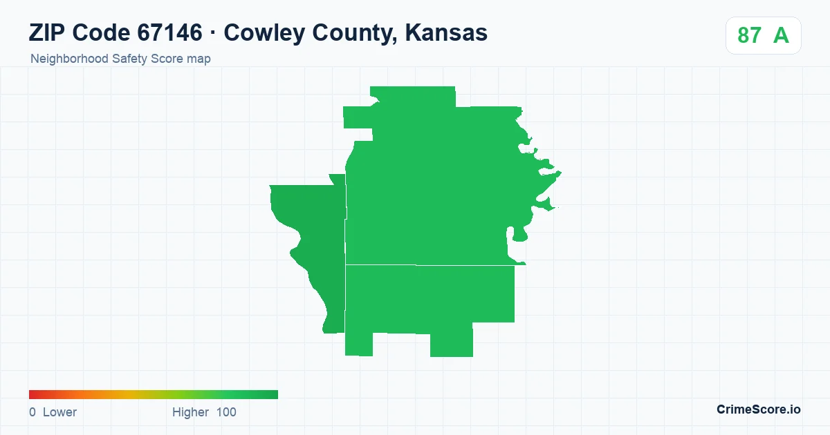 ZIP Code 67146 in Cowley County, Kansas neighborhood Safety Score map
