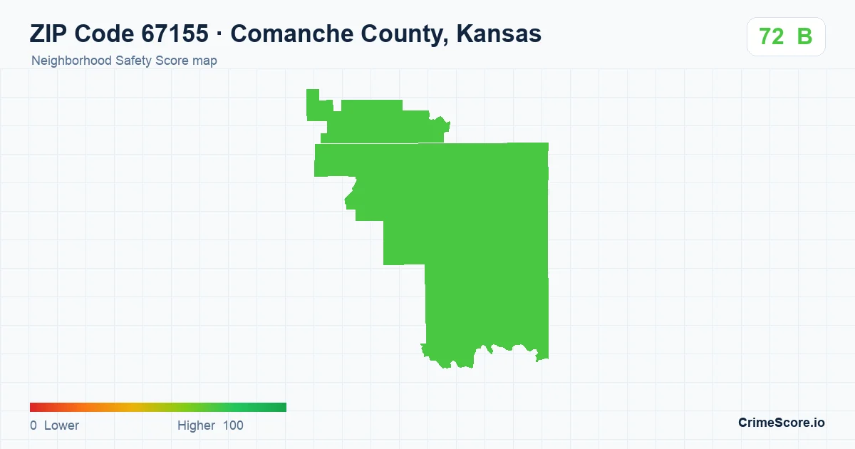 ZIP Code 67155 in Comanche County, Kansas neighborhood Safety Score map