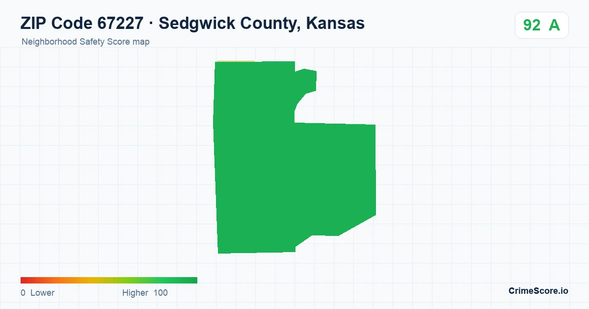ZIP Code 67227 in Sedgwick County, Kansas neighborhood Safety Score map