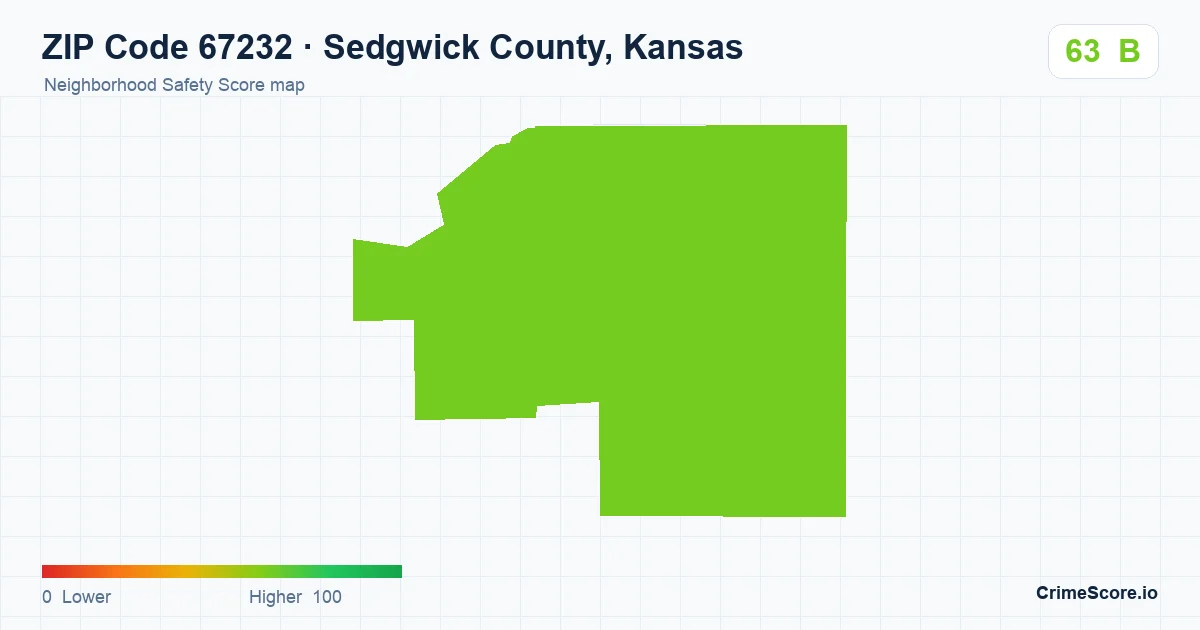 ZIP Code 67232 in Sedgwick County, Kansas neighborhood Safety Score map