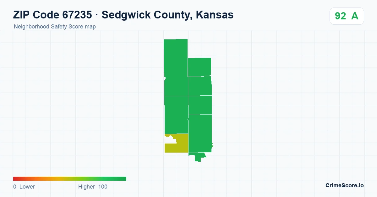 ZIP Code 67235 in Sedgwick County, Kansas neighborhood Safety Score map