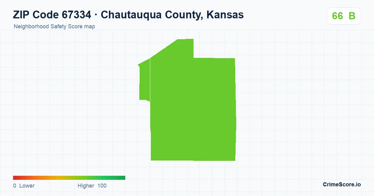 ZIP Code 67334 in Chautauqua County, Kansas neighborhood Safety Score map