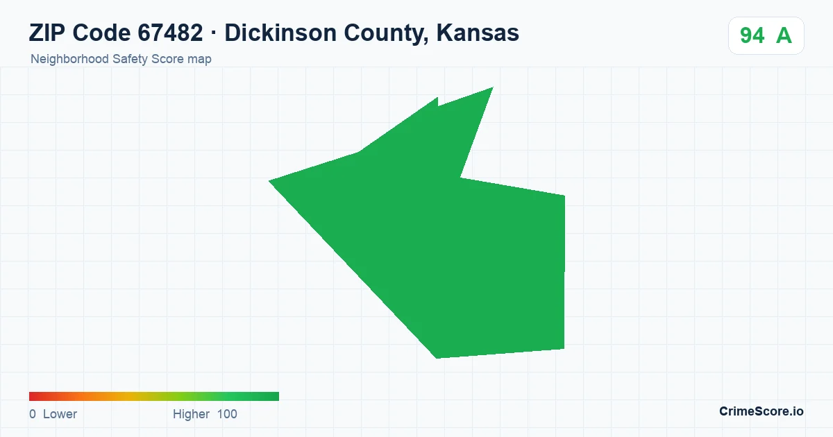 ZIP Code 67482 in Dickinson County, Kansas neighborhood Safety Score map
