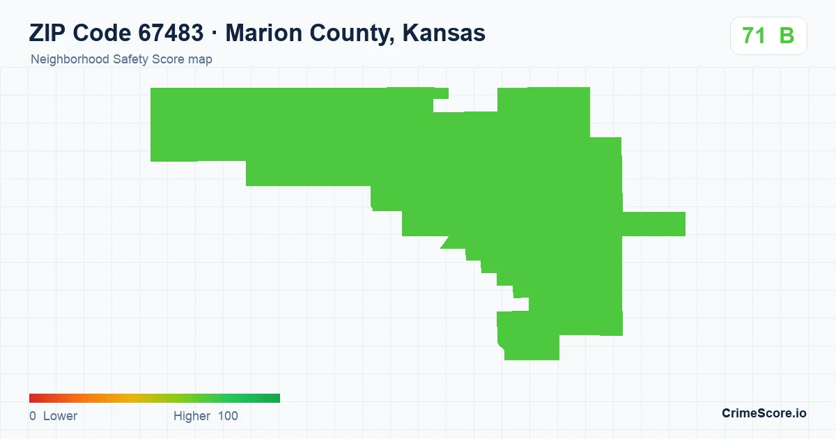 ZIP Code 67483 in Marion County, Kansas neighborhood Safety Score map