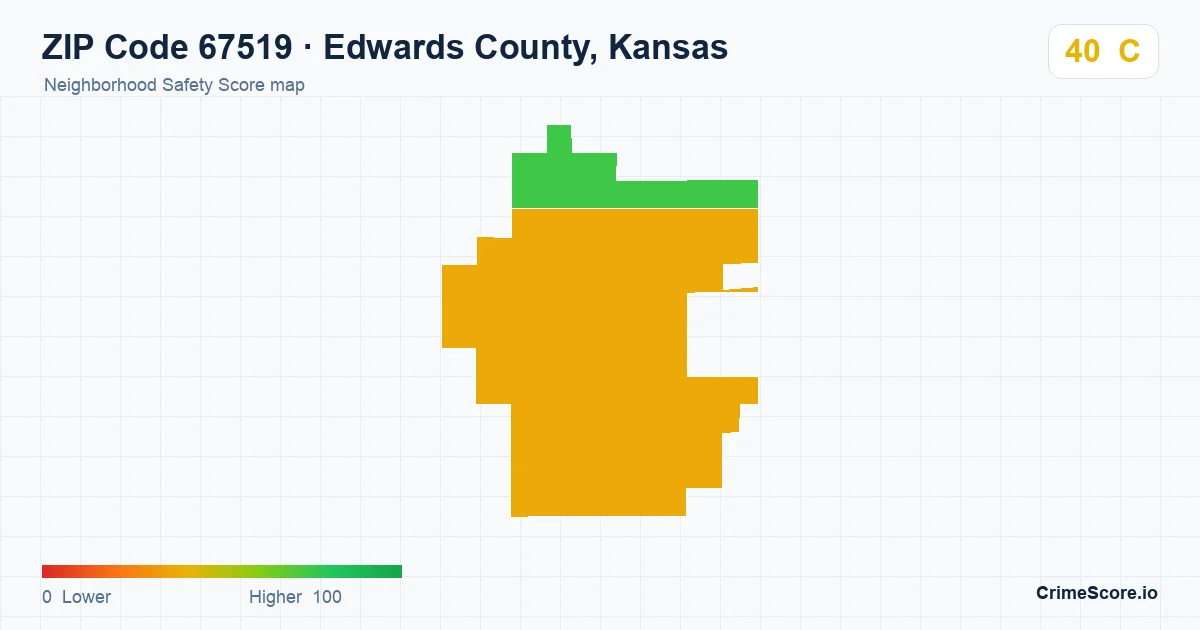 ZIP Code 67519 in Edwards County, Kansas neighborhood Safety Score map