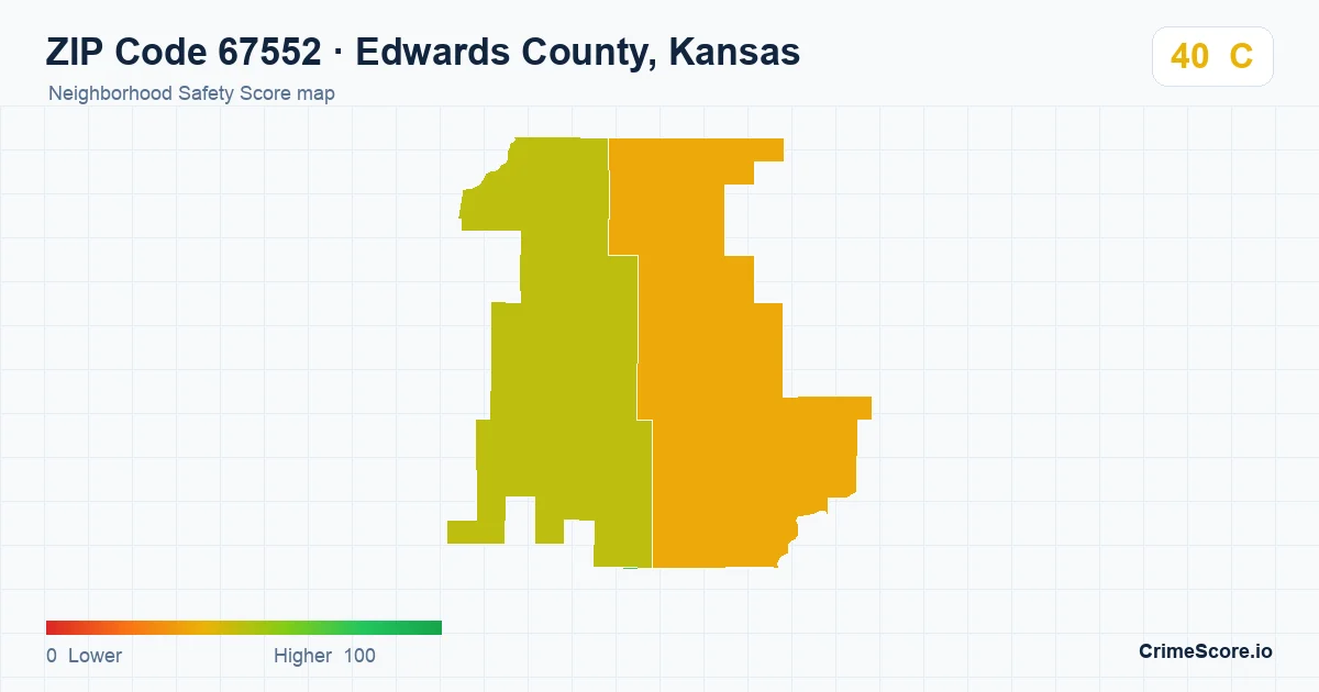 ZIP Code 67552 in Edwards County, Kansas neighborhood Safety Score map
