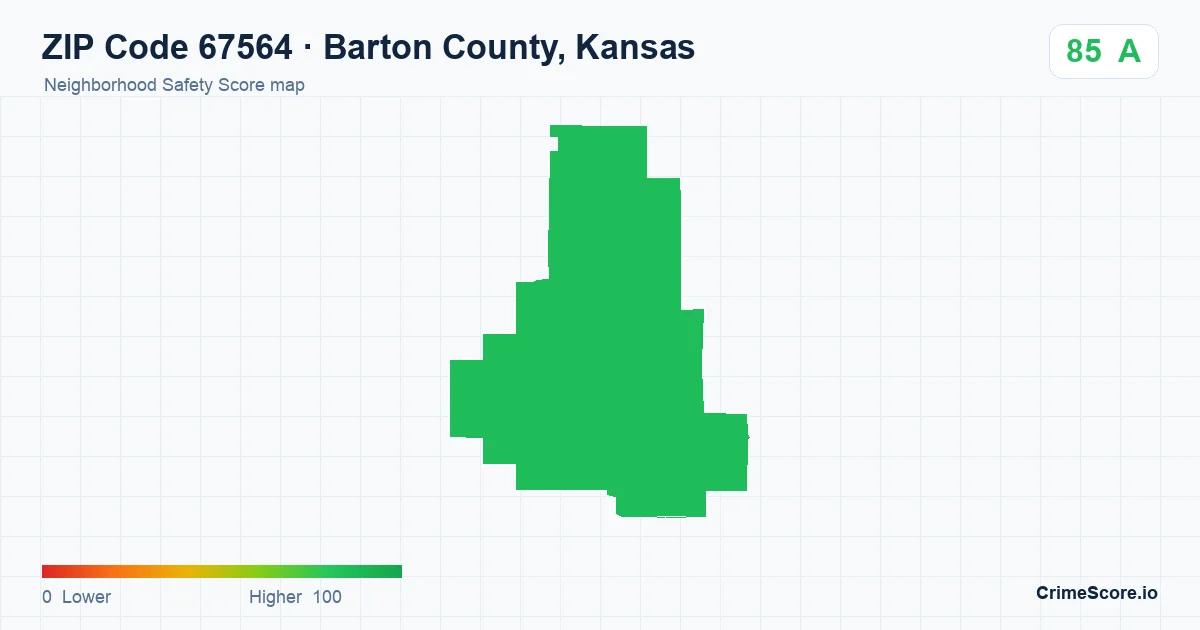 ZIP Code 67564 in Barton County, Kansas neighborhood Safety Score map