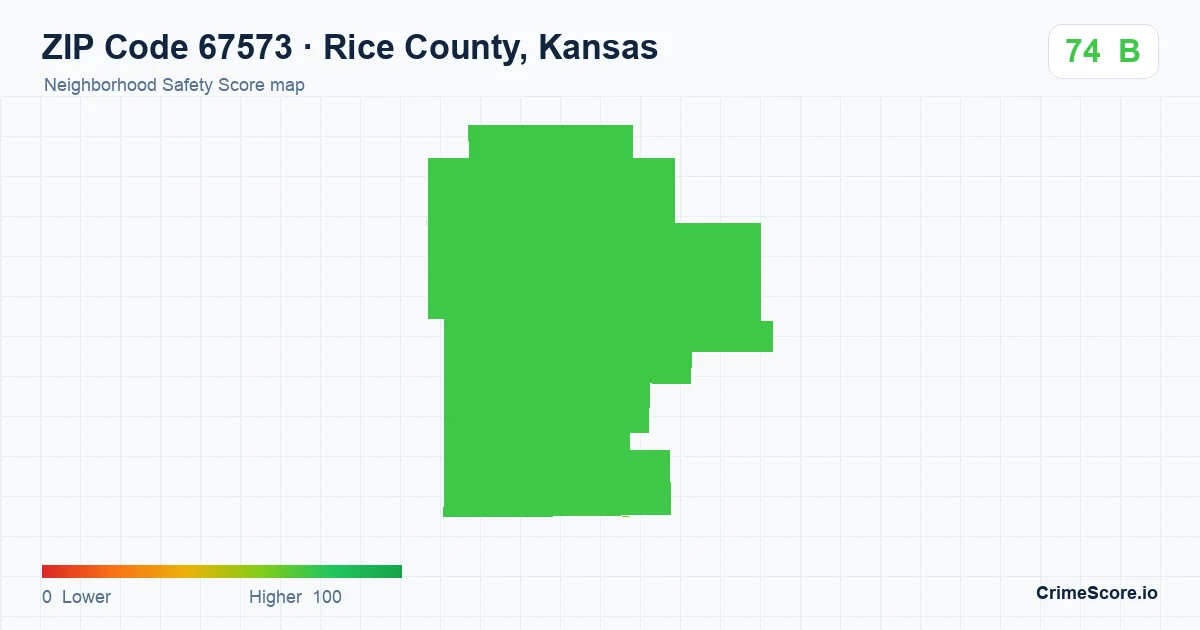 ZIP Code 67573 in Rice County, Kansas neighborhood Safety Score map