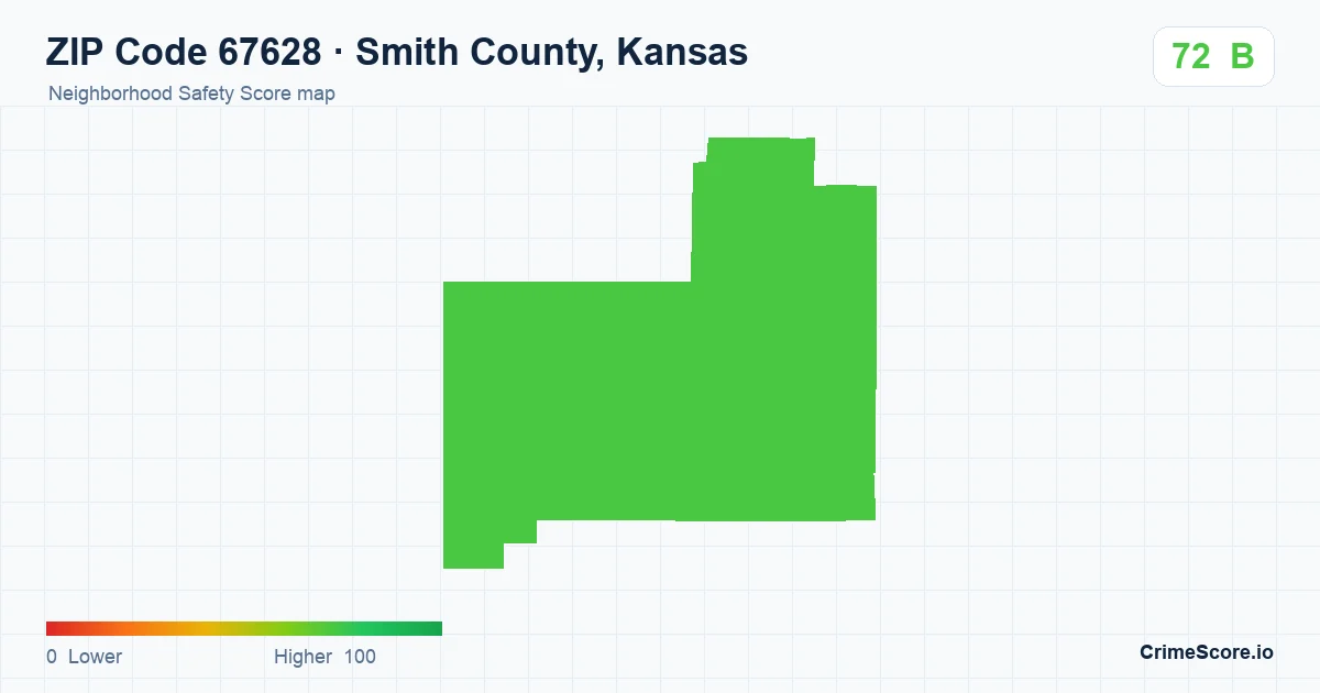 ZIP Code 67628 in Smith County, Kansas neighborhood Safety Score map