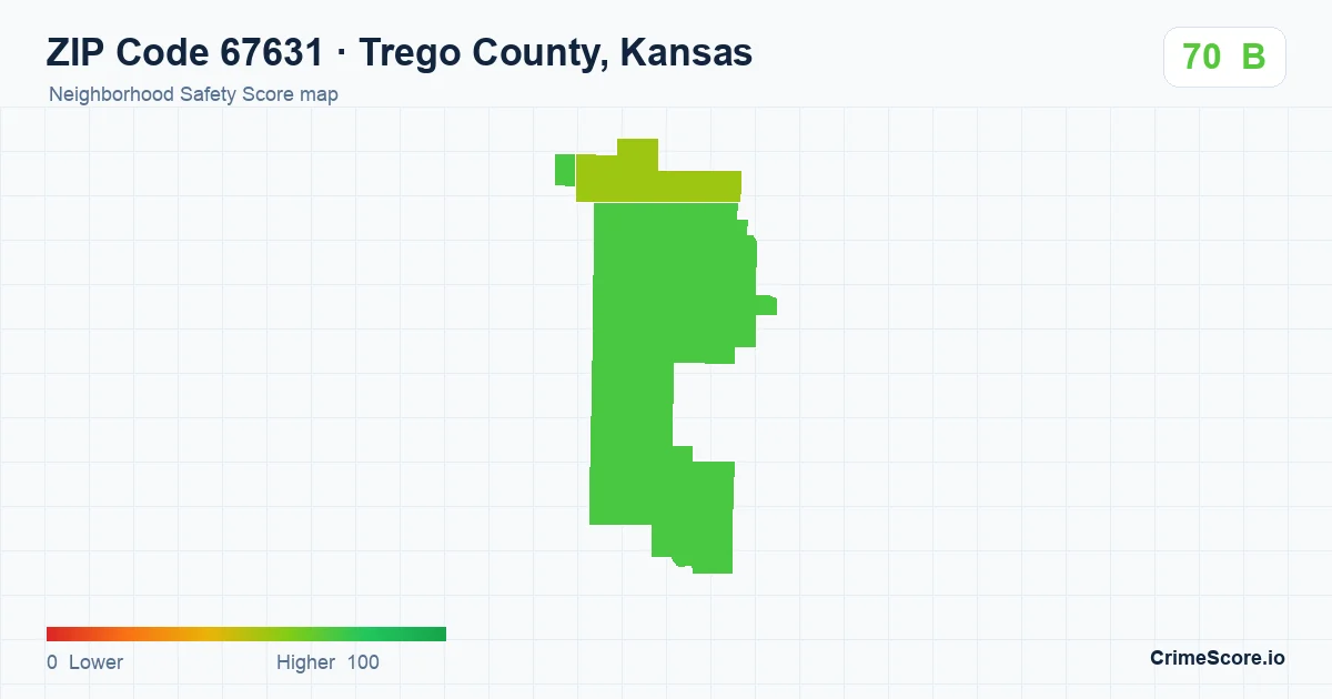 ZIP Code 67631 in Trego County, Kansas neighborhood Safety Score map