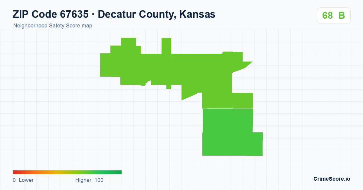 ZIP Code 67635 in Decatur County, Kansas neighborhood Safety Score map