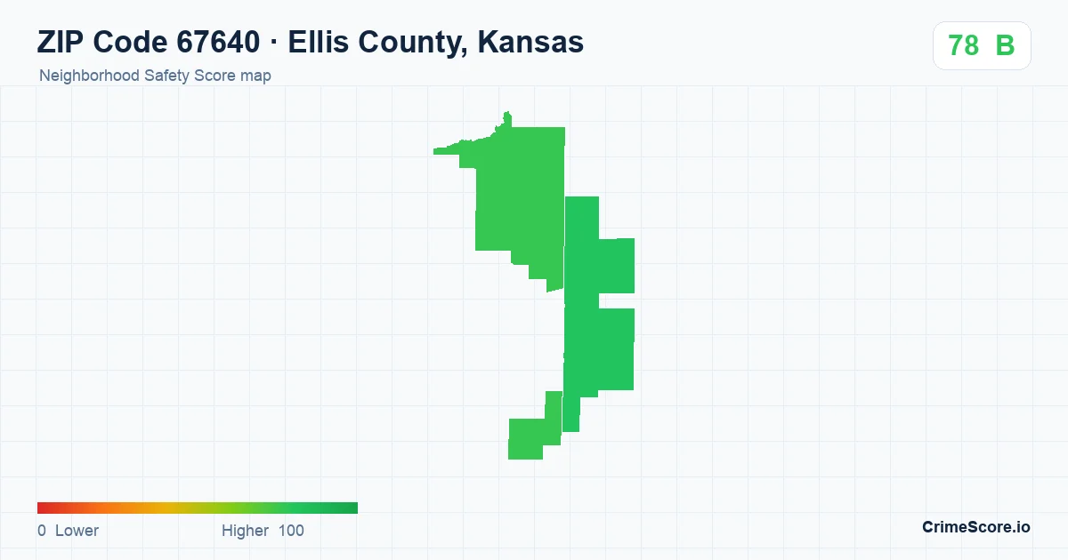 ZIP Code 67640 in Ellis County, Kansas neighborhood Safety Score map