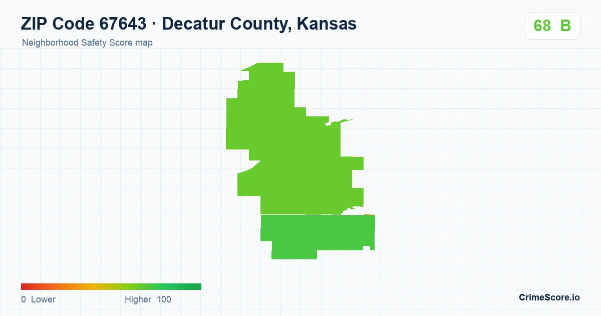 ZIP Code 67643 in Decatur County, Kansas neighborhood Safety Score map