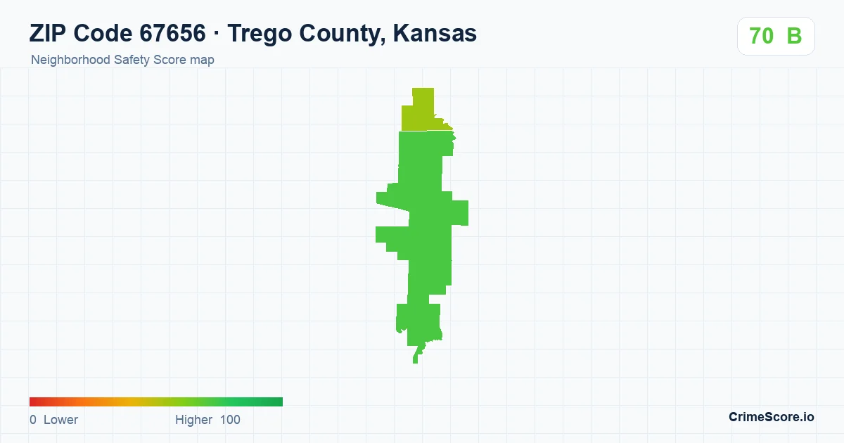 ZIP Code 67656 in Trego County, Kansas neighborhood Safety Score map
