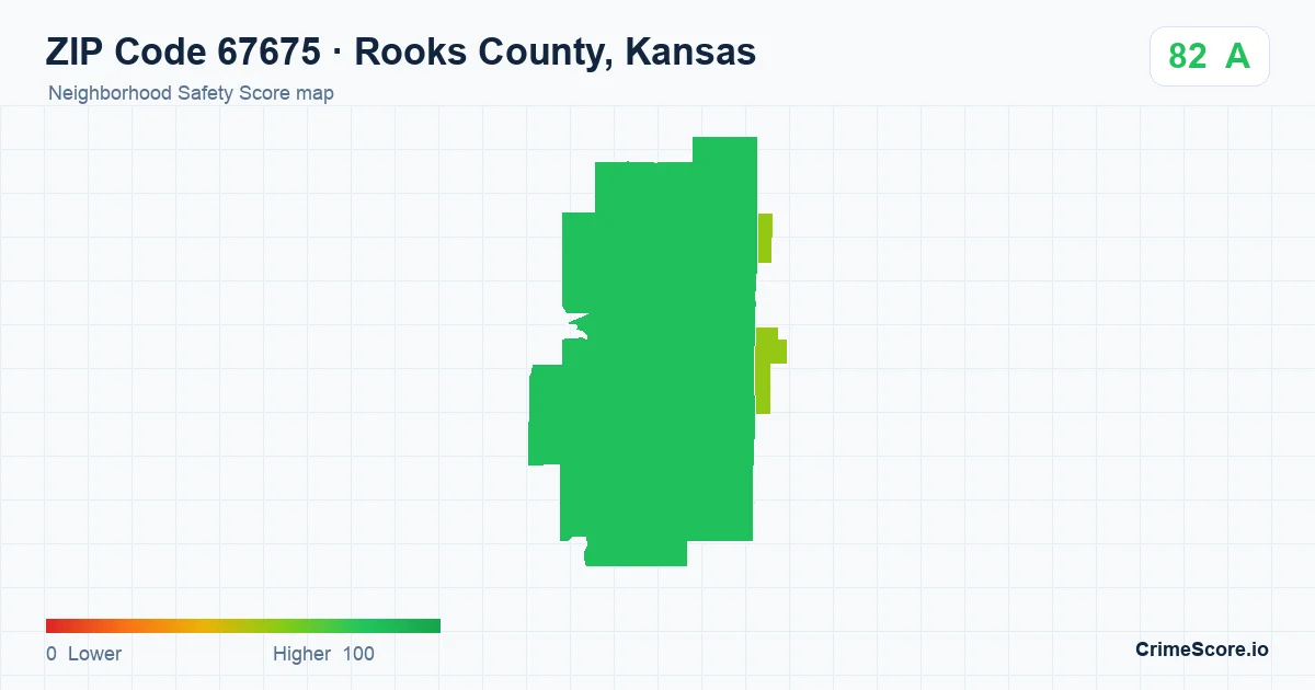 ZIP Code 67675 in Rooks County, Kansas neighborhood Safety Score map