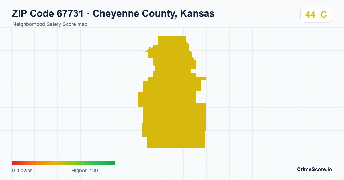 ZIP Code 67731 in Cheyenne County, Kansas neighborhood Safety Score map