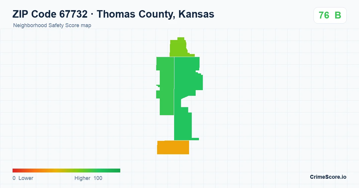 ZIP Code 67732 in Thomas County, Kansas neighborhood Safety Score map
