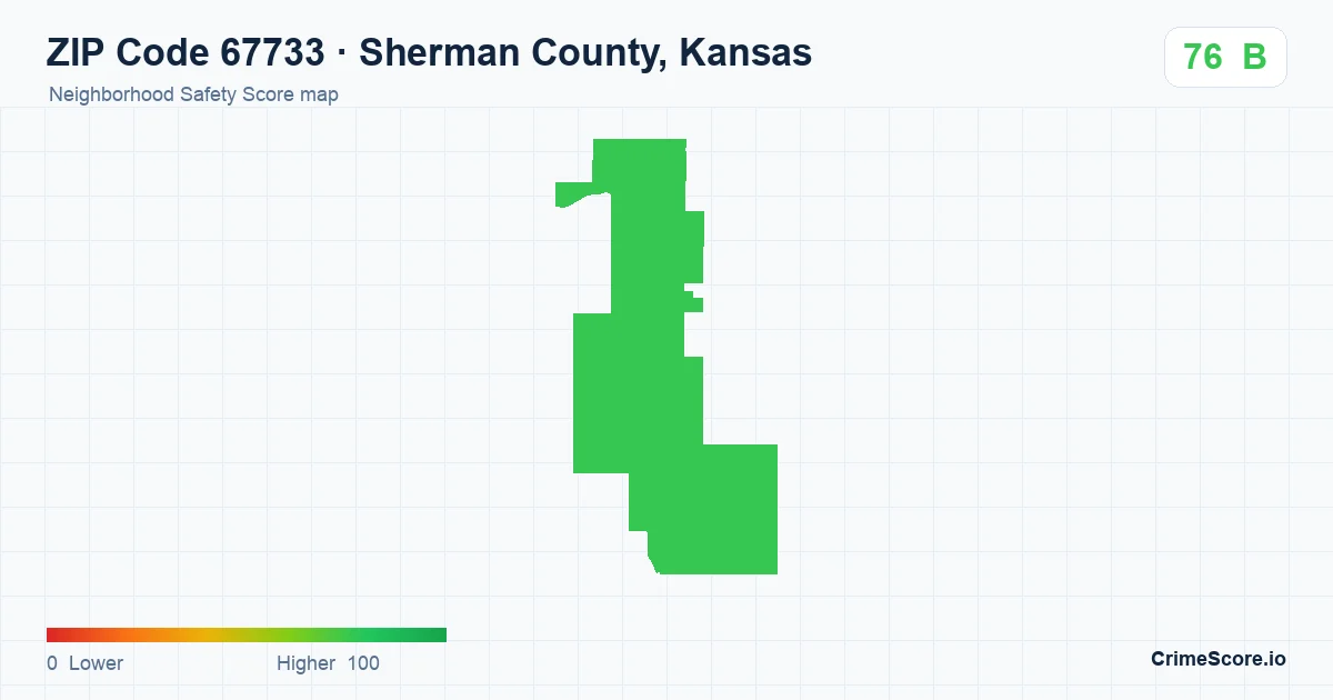 ZIP Code 67733 in Sherman County, Kansas neighborhood Safety Score map