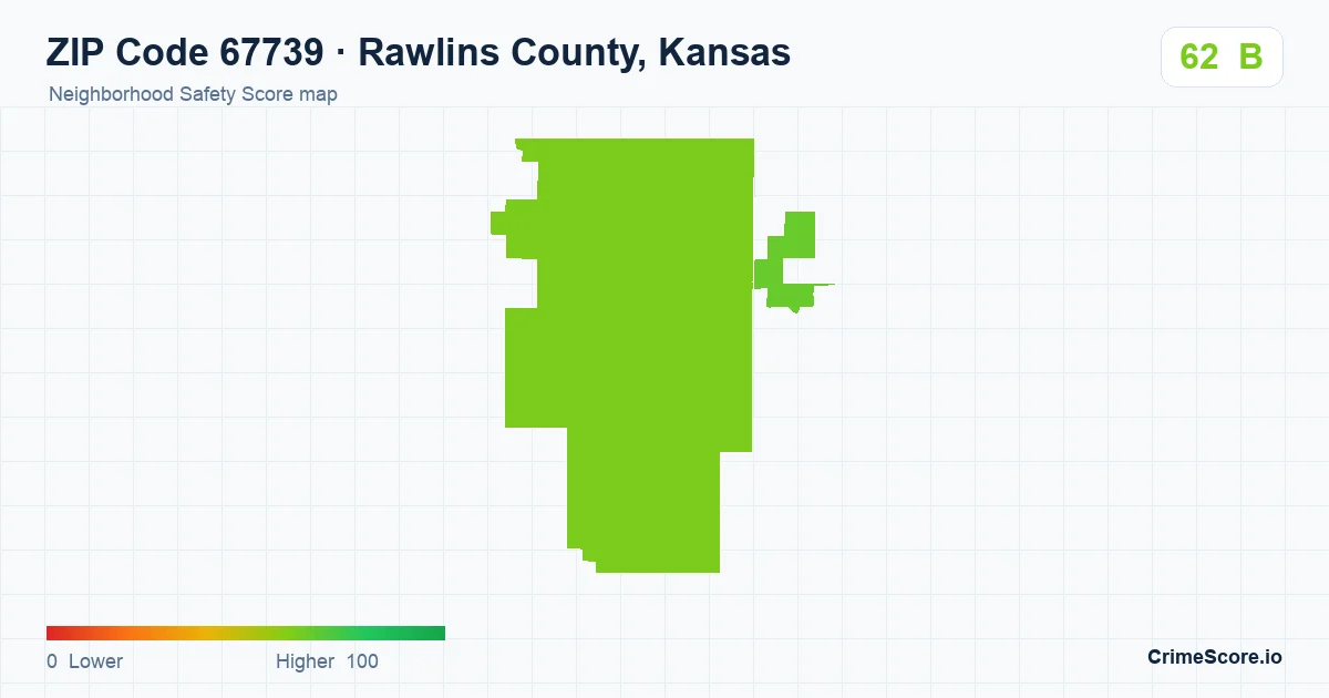 ZIP Code 67739 in Rawlins County, Kansas neighborhood Safety Score map