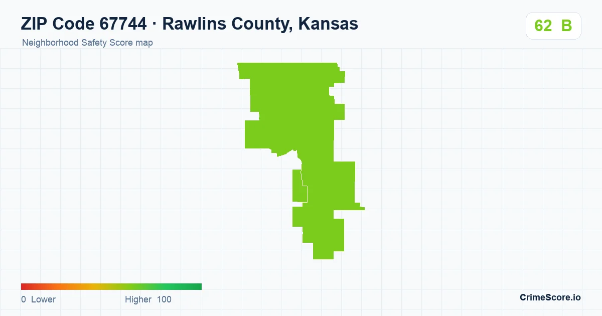 ZIP Code 67744 in Rawlins County, Kansas neighborhood Safety Score map