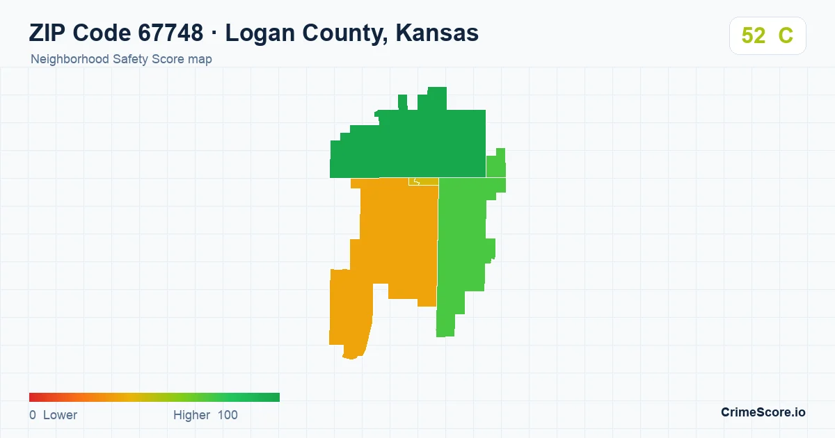 ZIP Code 67748 in Logan County, Kansas neighborhood Safety Score map
