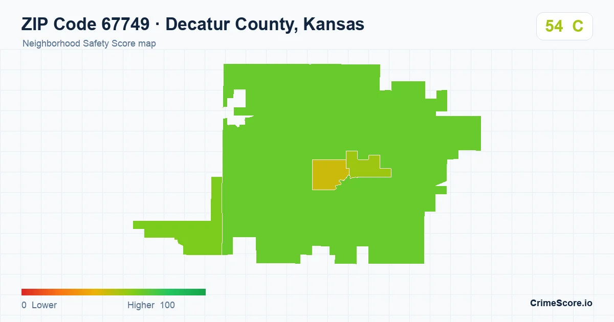 ZIP Code 67749 in Decatur County, Kansas neighborhood Safety Score map