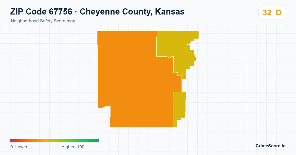 ZIP Code 67756 in Cheyenne County, Kansas neighborhood Safety Score map